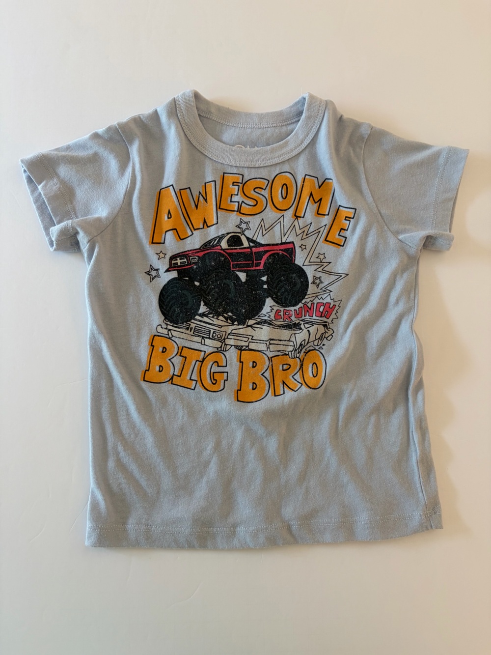 Chaser Boys Light Blue Short Sleeve Monster Truck Shirt Big Bro Size 4T Cotton